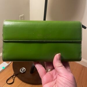 KATE SPADE Green Leather Continental Checkbook Wallet